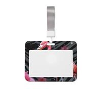 Porta badge con fenicottero rosa, impermeabile, con finestrella trasparente, per donne, uomini, personale in ufficio, insegnanti, infermieri