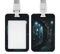 Porta badge con finestra misteriosa sulla strada stampata verticale porta nome, adatto per ufficio, scuola, carta d'identità, chiave di prossimità, patente di guida e pass