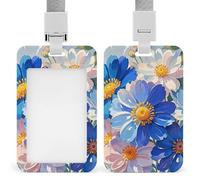 Porta badge con fiori ad acquerello luminosi con cordino staccabile, impermeabile, verticale, porta badge per infermiere, insegnanti, ufficio, donne e uomini
