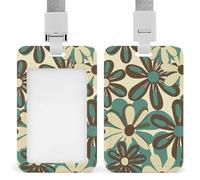 Porta badge con fiori color foglia di tè e marrone, porta badge personalizzato, impermeabile, custodia protettiva per operai, dottori, infermieri