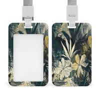 Porta badge con fiori gialli e neri stampati verticali porta carte di identità adatto per ufficio scuola ID Card di prossimità Key Card Patente di guida e pass