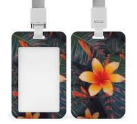 Porta badge con fiori tropicali Hawaii, porta badge verticale, impermeabile, con cordino staccabile resistente, per insegnanti di fabbrica e ufficio