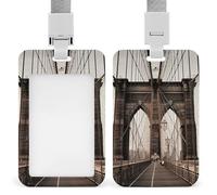 Porta badge con foto del ponte di Brooklyn, in plastica rigida, custodia protettiva per nome, chiavi, carte d'identità, carte di credito e chiavi di prossimità