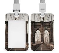 Porta badge con foto del ponte di Brooklyn, porta badge con cordino staccabile, design impermeabile per ufficio, posto di lavoro