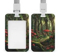 Porta badge con funghi e alberi con cordino staccabile, in plastica trasparente, custodia protettiva per carte di credito, impermeabile e resistente, per infermiere, insegnanti, personale in ufficio