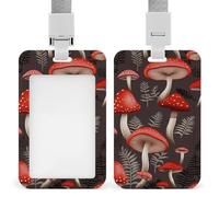 Porta badge con funghi rossi carino, con cordino verticale, per lavoro, ufficio, infermiera, insegnante di medicina, donne