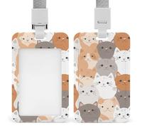 Porta badge con gatti arancioni con cordino, cordino staccabile, custodia protettiva verticale per carta d'identità, porta badge multiuso per ufficio, insegnanti, infermieri