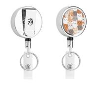 Porta badge con gatto arancione con bobina retrattile, clip per badge in acciaio inox, resistente, per lavoro, infermieri, insegnanti e sicurezza