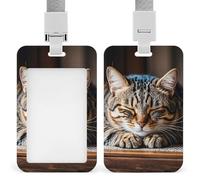 Porta badge con gatto che dorme, porta badge con cordino staccabile, design impermeabile per ufficio, posto di lavoro