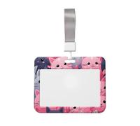 Porta badge con gatto rosa, impermeabile, con porta badge identificativo, con finestra trasparente per documenti, per donne, uomini, personale in ufficio, insegnanti, infermieri