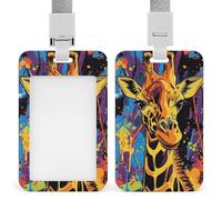 Porta badge con giraffa graffiti Street Art ID clip retrattile porta carte di credito protezione nome badge targhetta per lavoro ufficio medico infermiera