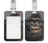 Porta badge con gorilla sorridente, porta badge con cordino staccabile, design impermeabile per ufficio, posto di lavoro