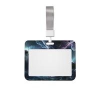Porta badge con grafica 3D, universo, spazio, con cordino orizzontale, in plastica, con finestra trasparente, impermeabile, protezione per carte d'identità, per infermieri, insegnanti, ufficio