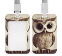 Porta badge con gufo carino porta badge scorrevole porta badge verticale protezione badge per cordino impermeabile porta targhetta nome manica per dottore, insegnante, infermiera
