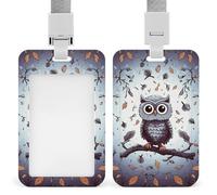 Porta badge con gufo e rami di albero, con cordino, impermeabile, per lavoro, ufficio, insegnante, infermiera