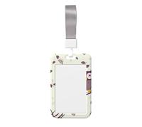 Porta badge con gufo e rami di albero con cordino verticale in plastica rigida con finestra trasparente, custodia impermeabile per badge da lavoro alla moda per donne e uomini