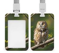 Porta badge con gufo e rami di albero, porta badge con cordino staccabile, design impermeabile per ufficio, posto di lavoro