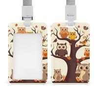 Porta badge con gufo su albero, con cordino staccabile, impermeabile, verticale, porta badge per infermiere, insegnanti, ufficio, donne e uomini