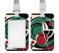 Porta badge con illustrazione di ciliegie nere con cordino impermeabile, porta carte d'identità, per lavoro, ufficio, insegnante, infermiera