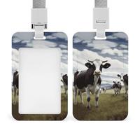 Porta badge con immagini di mucca agricola Porta badge scorrevole Porta badge verticale Protezione per cordino Impermeabile Nome Tag Holder Name Card Sleeve per Medico Insegnante Infermiera