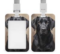 Porta badge con labrador nero con cordino porta nome, per infermiere, insegnanti, ufficiali