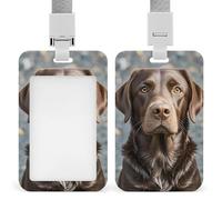 Porta badge con labrador retriever marrone, porta badge verticale, impermeabile, con cordino staccabile resistente, per insegnanti di fabbrica e ufficio