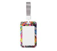 Porta badge con leone colorato Street Art Graffiti scorrevole in plastica rigida per carte di lavoro per infermieri ufficio