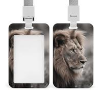 Porta badge con leone della fauna selvatica, porta badge con cordino staccabile, design impermeabile per ufficio, posto di lavoro