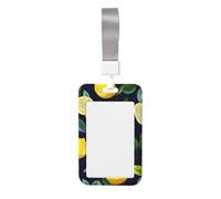 Porta badge con limone, con cordino, verticale, in plastica rigida, con finestra trasparente, impermeabile, custodia protettiva per carte di credito, per donne e uomini
