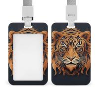 Porta badge con logo tigre di Capodanno, porta badge scorrevole porta badge verticale per cordino impermeabile porta targhetta nome manica per dottore, insegnante, infermiera