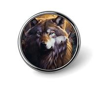 Porta badge con lupi e acchiappasogni, distintivo rotondo personalizzato con immagine, spilla con bottone in lega di alluminio, spilla squisita, spille con bottone alla moda, spille decorative per ves