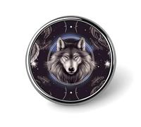 Porta badge con lupi e acchiappasogni, distintivo rotondo personalizzato con immagine, spilla con bottone in lega di alluminio, spilla squisita, spille con bottone alla moda, spille decorative per ves