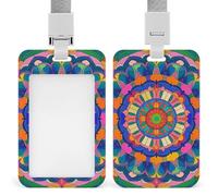 Porta badge con mandala colorato, porta badge con cordino staccabile, design impermeabile, per ufficio, posto di lavoro