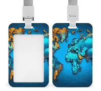 Porta badge con mappa del mondo, porta badge con cordino staccabile, design impermeabile per ufficio, posto di lavoro