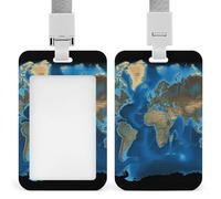 Porta badge con mappa del mondo, porta badge con cordino staccabile, design impermeabile per ufficio, posto di lavoro