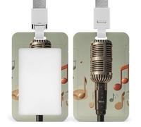 Porta badge con microfono con note musicali, porta badge con cordino staccabile, design impermeabile per ufficio, posto di lavoro