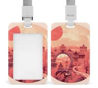 Porta badge con motivi architettonici cinesi carino lavoro nome clip con cordino verticale per carte di credito custodia protettiva per lavoro ufficio infermiera insegnante di medicina donne