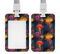 Porta badge con motivo a medusa colorata e cordino, porta badge resistente, porta badge con nome carino per donne e uomini