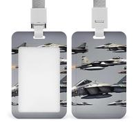 Porta badge con motivo aereo da caccia con aerei, con cordino staccabile, design impermeabile, per ufficio, posto di lavoro