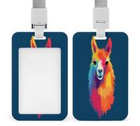 Porta badge con motivo alpaca stampato verticale, adatto per ufficio, scuola, carta d'identità, chiave di prossimità, patente di guida e pass