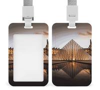 Porta badge con motivo Museo del Louvre di Parigi, porta badge scorrevole verticale per cordino, impermeabile, porta nome, per dottori, insegnanti, infermieri