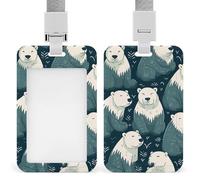 Porta badge con motivo orso polare con cordino staccabile, impermeabile, verticale, porta badge per infermiere, insegnanti, ufficio, donne e uomini