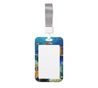 Porta badge con motivo pesce subacqueo con cordino verticale in plastica con finestra trasparente, protezione impermeabile per carte d'identità, per infermieri, insegnanti, ufficio