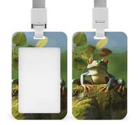 Porta badge con motivo rana della pace, con cordino, impermeabile, porta carte d'identità, per lavoro, ufficio, insegnante, infermiera