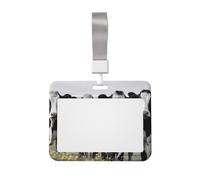Porta badge con mucche bianche e nere con cordino orizzontale in plastica con finestra trasparente, protezione impermeabile per carte d'identità, custodia per badge da lavoro, per infermieri