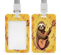 Porta badge con musica e bradipo trasparente con cordino staccabile Custodia verticale in plastica rigida protegge carte d'identità di lavoro e carte di credito per ufficio fabbrica