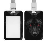 Porta badge con nero dagli occhi rossi e cordino di sicurezza in plastica ABS, porta targhette verticale trasparente con finestra frontale a scorrimento, ideale come regalo per infermieri, insegnanti