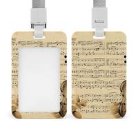 Porta badge con note musicali, porta badge con cordino staccabile, design impermeabile per ufficio, posto di lavoro