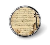 Porta badge con note musicali su carta antica, distintivo rotondo personalizzato con immagine, spilla con bottone in lega di alluminio, spilla squisita, spille con bottone alla moda, spille decorative