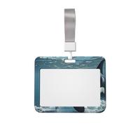 Porta badge con orca killer whale, con cordino, custodia orizzontale in plastica con finestra trasparente, protezione impermeabile per carte d'identità, per infermieri, insegnanti, ufficio